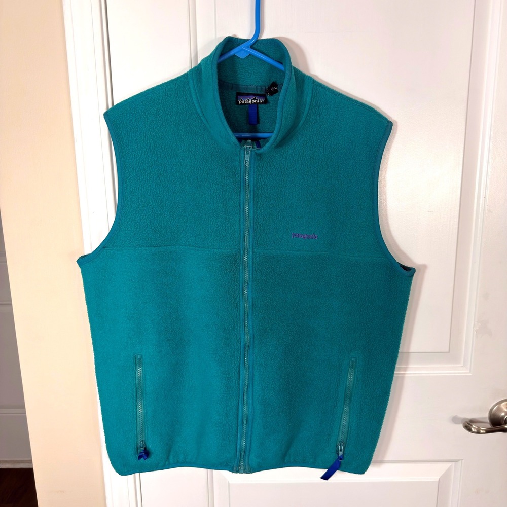 Patagonia Synchilla Fleece Vest Teal Green Full Zip Outdoor Gorpcore Large